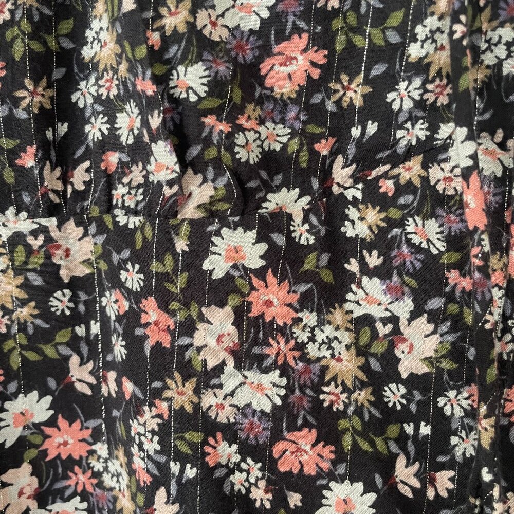 Lucky Brand Printed Flouncey Mini Dress 3/4 Sleeved Black Floral NWT Size XS & L - Picture 4 of 7